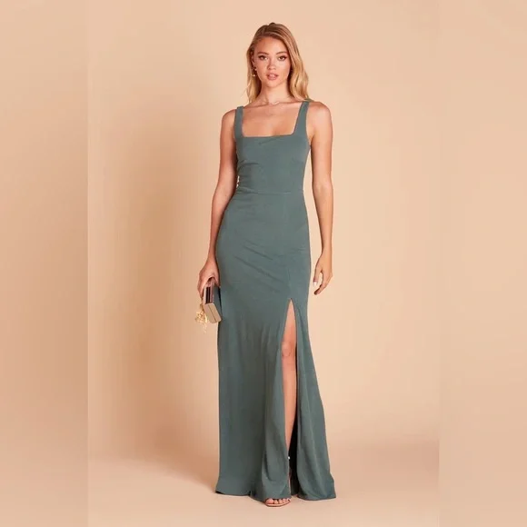 birdy grey sea glass dress used Sea Glass Bridesmaid Dress Matte Satin Size Large